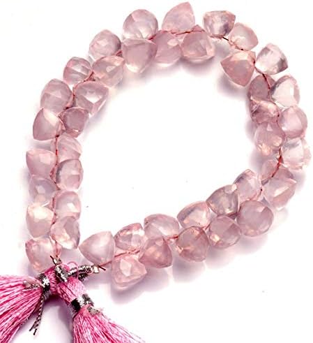 GEMZ 6 inch Strand of Natural Rose Quartz 3D Trillion Shape Faceted Cut Pink Color briollete Beads for DIY Jewelry Making- Earring Necklace Bracelet.