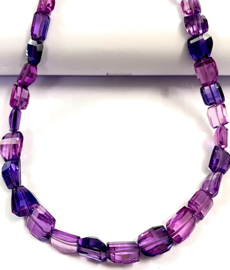 Natural Pinkish Purple Sapphire Nuggets facated Beads 9-11 MM 20 inch Long String Jewelry Making Gemstone Beads for Necklace Bracelet