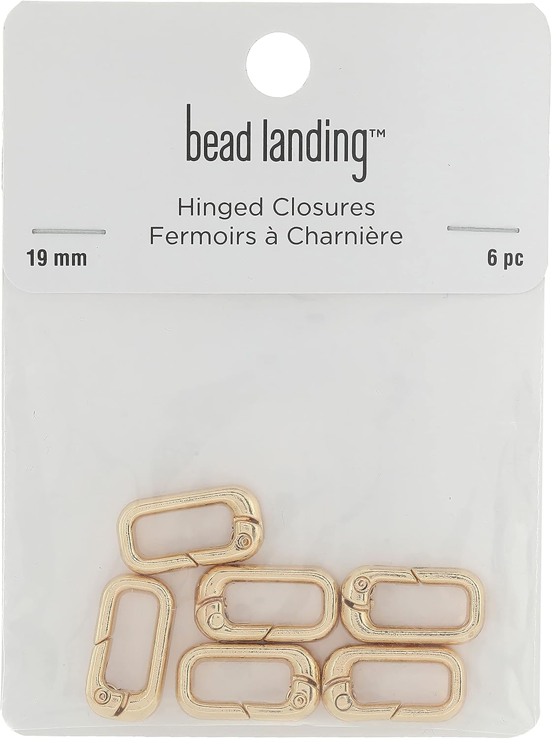 Gold Metal Rectangle Hinged Closures by Bead Landing – 19mm Zinc Alloy Jewelry Findings in Assorted Finishes for Necklaces & Bracelets, 12 Pack