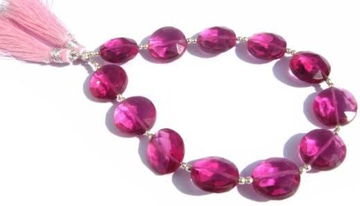 7 Inches Strand. - Extremely Beautful AAA Rubelite Quartz Straight Drilled Faceted Coin Beads Size 14x14mm