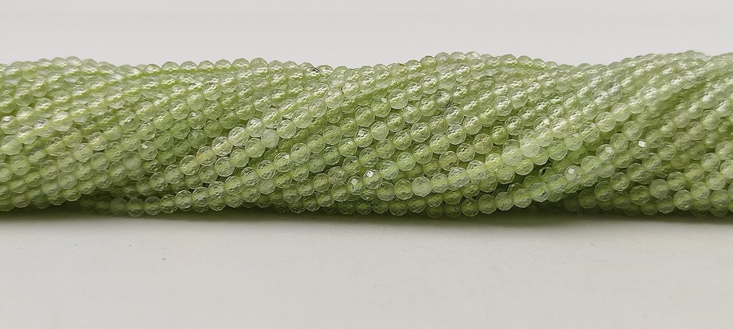 Hanumat Gems Lot of 10 Strands Natural Green Prehanite Micro Cut Faceted Rondelle Beads,Prehanite Faceted Beads,Prehanite Rondelle Bead,Prehanite Micro Cut Bead,2-2.5MM Beads,13 Inches Strand.