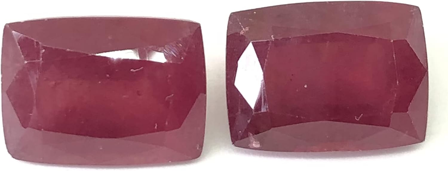 34.76 Ct Pair Ruby Cushion Shape Size 16x12 mm Cut Faceted Attractive High Quality Fine Loose Gemstone Best For Making Earring Jewelry