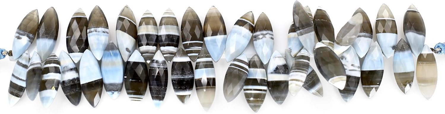 Natural Owyhee Boulder Opal Gemstone Loose Beads for Jewelry Making DIY Bracelet Necklace 8 Inch Strand Treated Color Faceted Crystal Stone Briolette Marquise Gems Crafting Bead