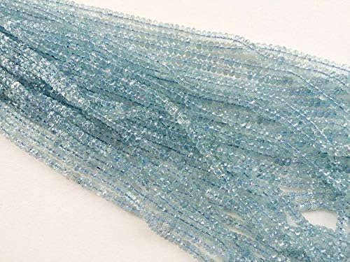 Aquamarine Faceted Rondelle Beads, Natural Aquamarine Beads, Aquamarine Necklace, 3.5-4.5mm, 16 Inch
