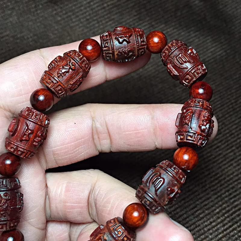 小叶紫檀雕刻六字箴言 佛珠手串高油密 搭配0.8隔珠(小叶紫檀雕刻六字箴言)