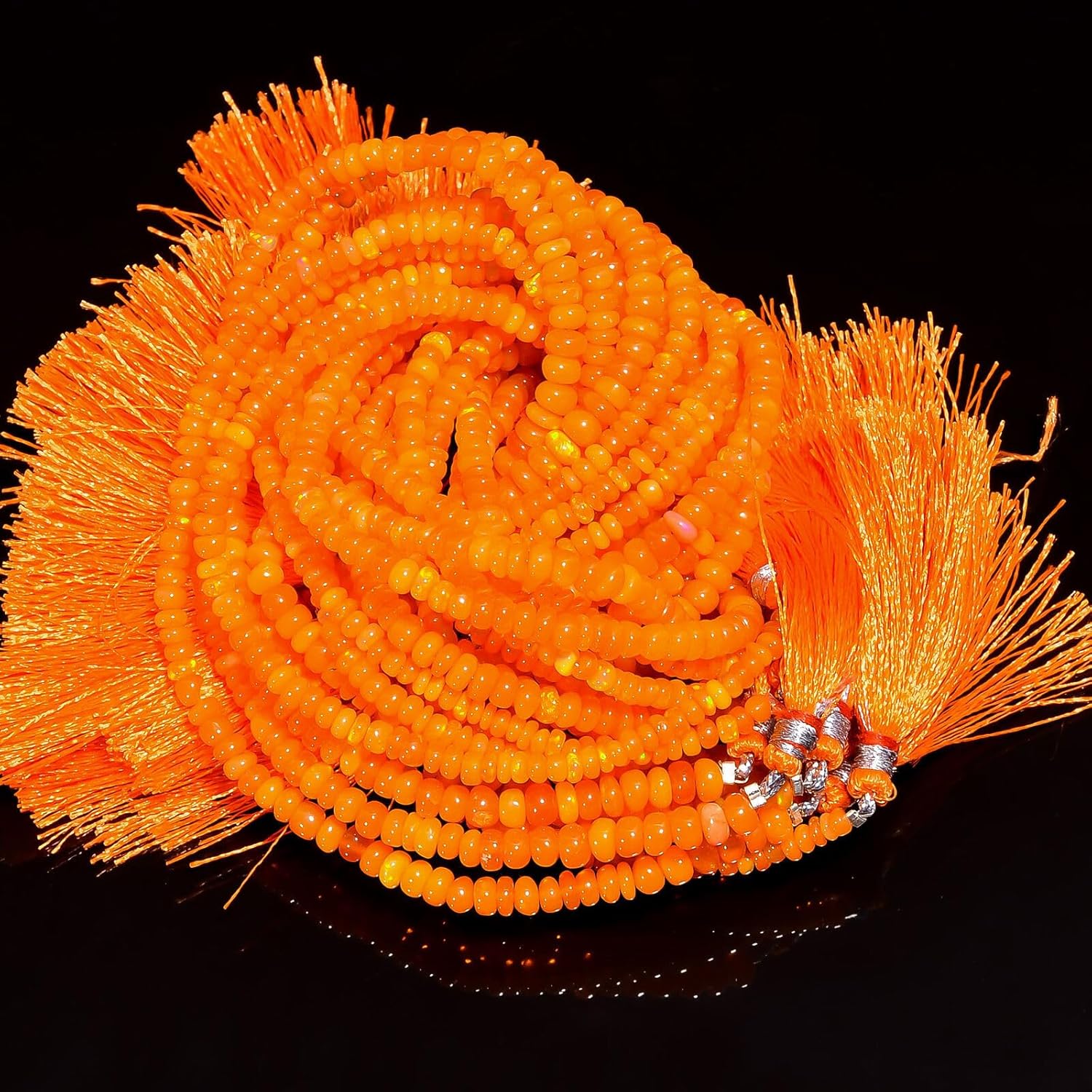 Orange Ethiopian Opal Gemstone Roundel Smooth Beads 4X4X2 mm 25 Strand 8