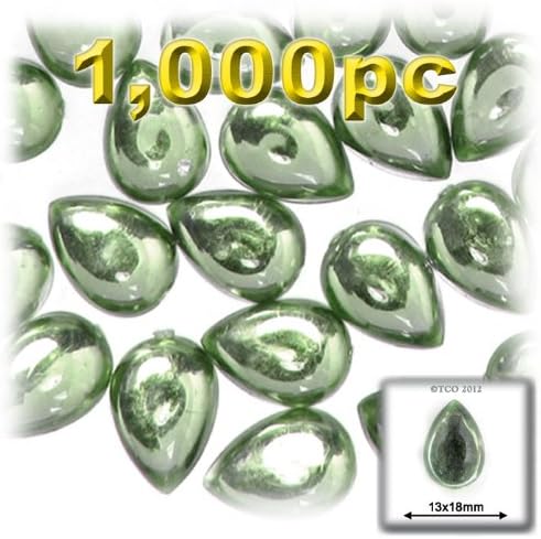 The Crafts Outlet 1000-Piece Acrylic Flatback Cabochons Teardrop Beads, 13 by 18mm, Charcoal Gray