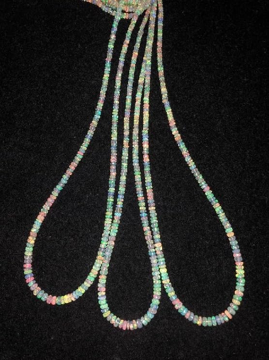 Ethiopian Opal Faceted Rondelle Beads AAA+ Opal Faceted Rondelle Beads 3-5 mm Flashy Ethiopian Opal Rondelle Beads for Making Jwelery