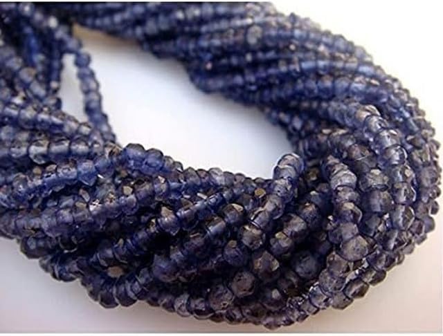 Iolite Rondelles, Micro Faceted Gemstone Beads, 3mm Beads, 14 Inch lot of 25 Strands CHIK-STRD-98385