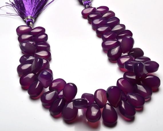 Beads Gemstone 1 Strand Natural 8.5 Inch Long Strand,Superb CHALCENY Purple Color Smooth Pear Shape Beads Briolettes 11 to 12 MM Code-HIGH-28880