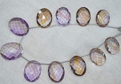 AAA Cut Stone Quality Ametrine Oval Shape Faceted Side Drill 16x12 to 19x15 mm Approx, 8 Inch Long Strand Code-HIGH-45803