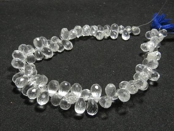 10 inch Strand of Natural Crystal Quartz 6x9-6x10mm Teardrop Faceted briolette Beads for DIY Jewelry Making. |BRIO_02800