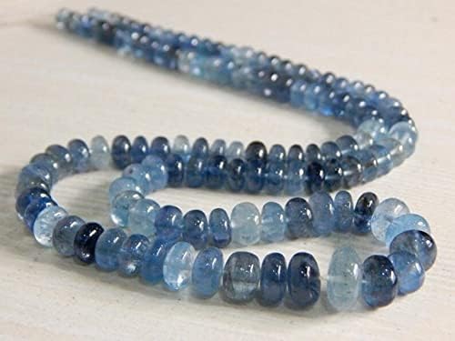13 inch Strand of Natural gem Moss Aquamarine, 9x5mm rondelle Smooth Beads for DIY Jewelry Making. | Beads_05292