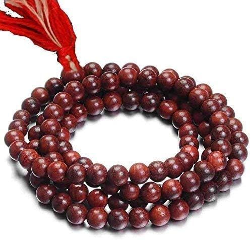 Traditional Red Sandalwood Mala Prayer Beads, 108 Count, Lal Chandan Wooden Buddhist Rosary for Meditation, Spiritual Practice Pack of 12