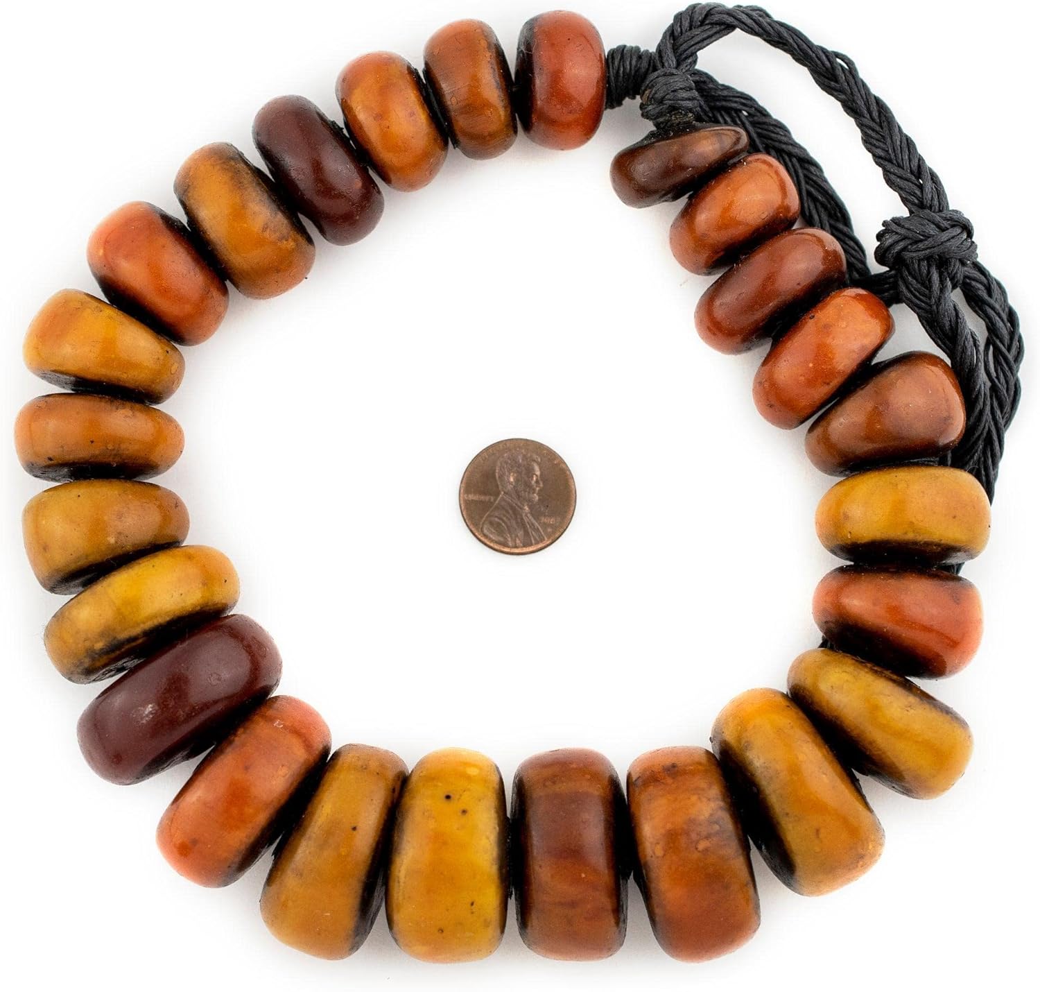 The Bead Chest Honey Medley Moroccan Amber Resin Beads Medley 29mm Morocco African Orange Round Large Hole 14 Inch Strand Handmade