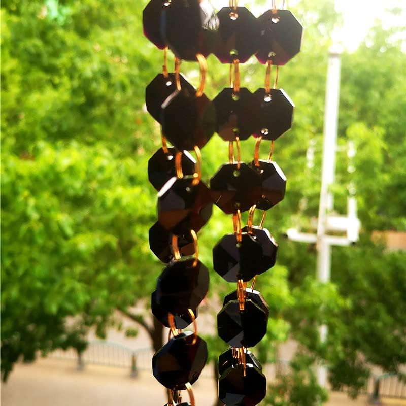 Hanging Crystals Prisms 10m/lot Black Color K9 Crystal Octagon Beads Garland Strands Crystal Chandelier Parts DIY Curtain Wedding Decoration Hangings Crystals for Decoration