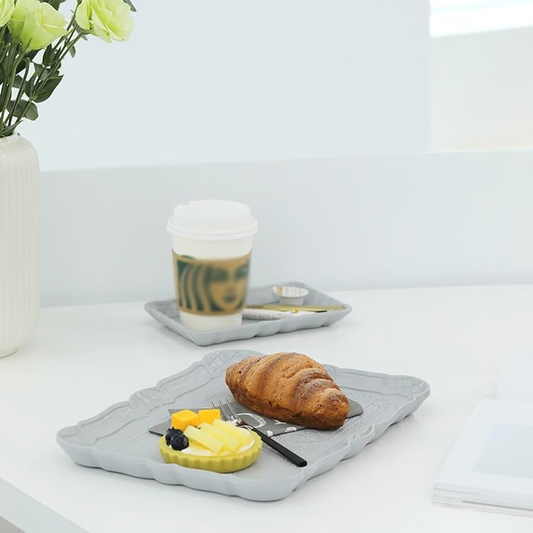 Cafeteria Tray Black and White Gray Wooden Tray Entrance Retro Key Storage Tray Totem Print Dining Tray Desktop Storage Tray Serving Trays(C,Medium)