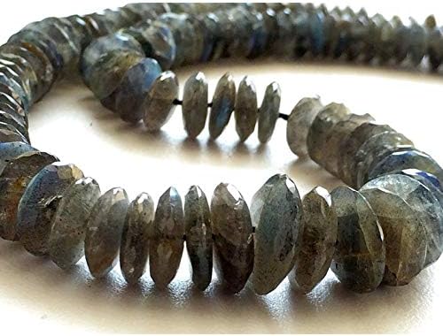 13 inch natural beads strand of 7x13mm faceted rondelle labradorite gemstone briolletes beads for DIY jewelry - necklace, bracelet, earring, ring.