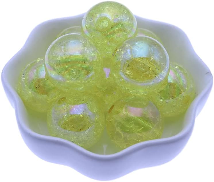 Davitu 20mm White AB Color Chunky Crackle Acrylic Beads Round Gumball Beads Fashion Bubblegum Acrylic Beads for Necklace Making - (Color: purple, Style: A, Item Diameter: 20mm)