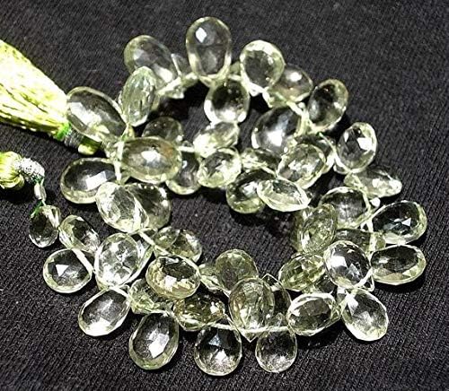 Full 8 Inches Strand Green Amethyst Faceted Pear Briolettes Size 8x5-11x7mm Code-HIGH-40689