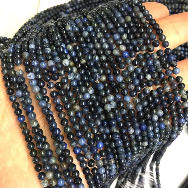 13 inch Strand of Natural gem Dumortierite, 3 mm Round Smooth Beads for DIY Jewelry Making. | Beads_03465