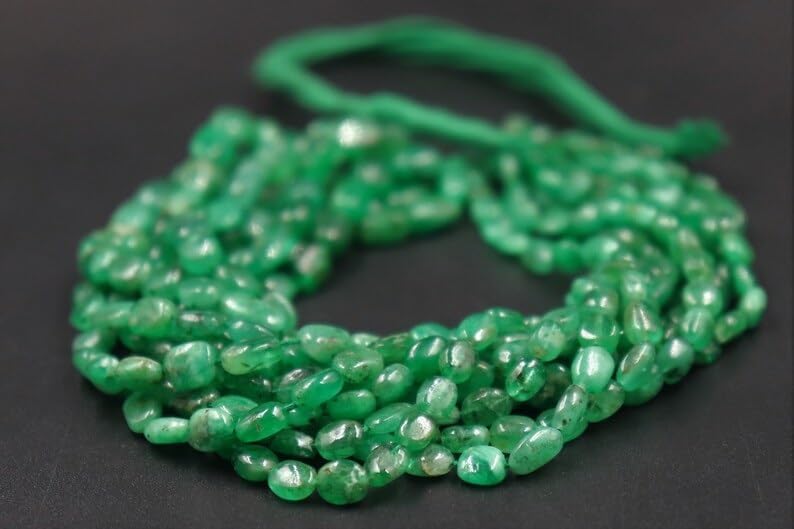 Natural Zambian Emerald Smooth Oval Beads 4 * 6-5 * 7MM Indian Gemstone Oval Loose Beads for Jewelry Making DIY 1 Strand 16