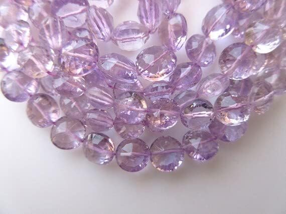 10mm Pink Amethyst Round Concave Cut Beads, Concave Cut Faceted Round Pink Amethyst Beads, 18 Inch Strand