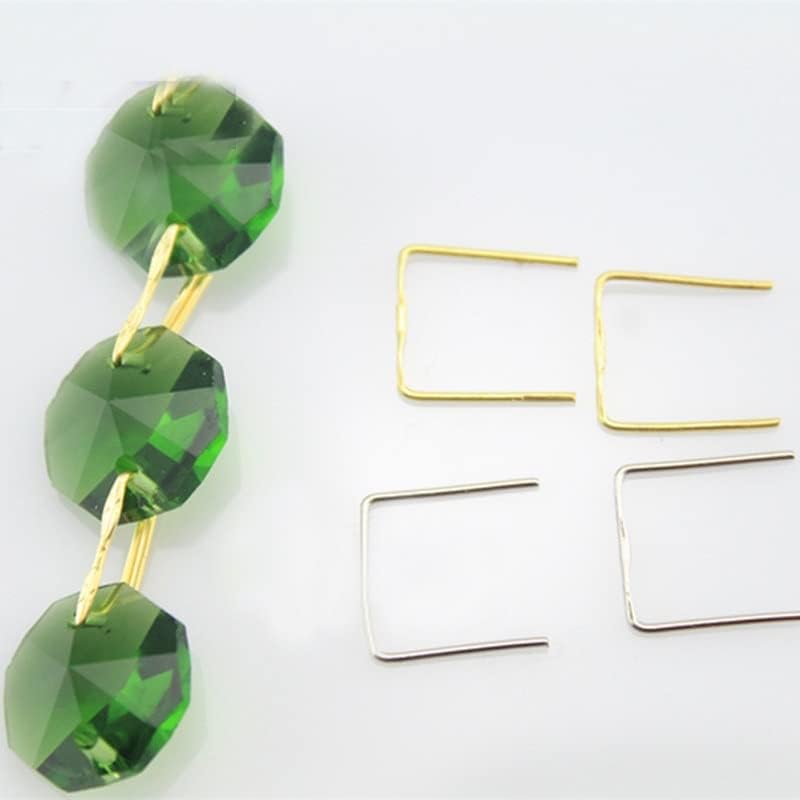 Hanging Crystals Prisms 1000pcs Chandelier Beads 14mm Crystal Octagon Beads in 2holes (with 1000 Rings) Crystal Glass Wedding Decoration Curtain Green Beads Hangings Crystals for Decoration