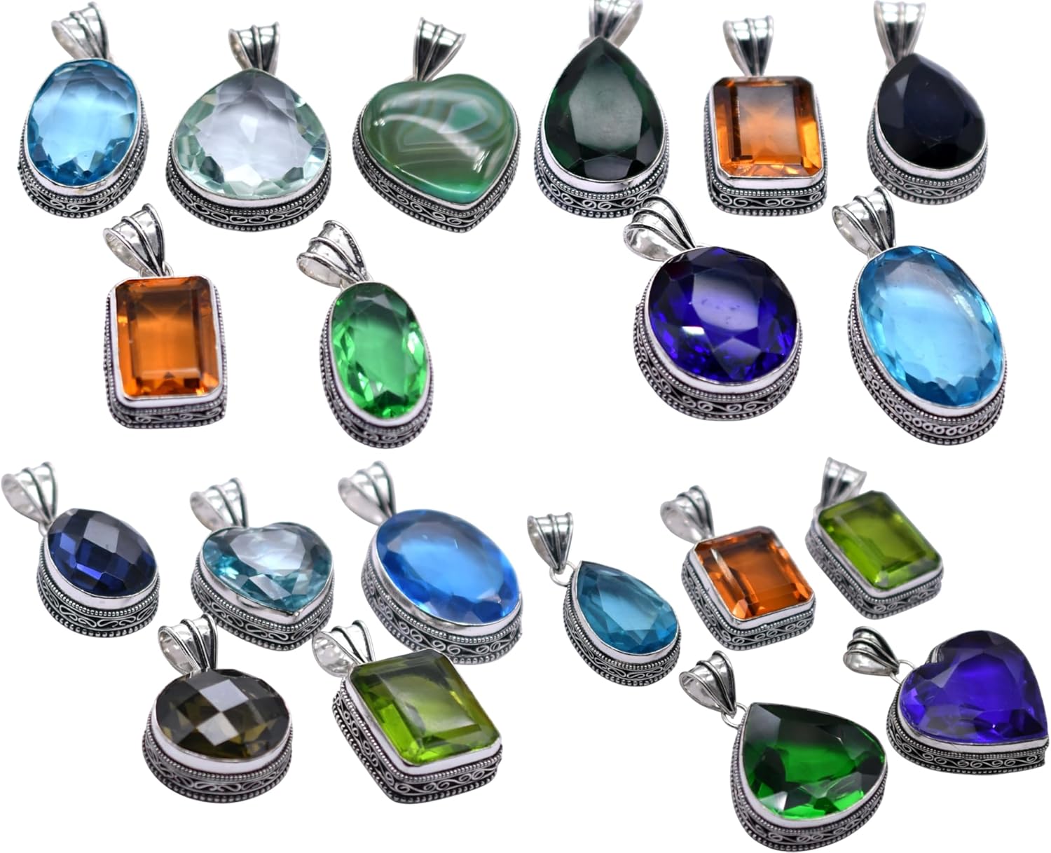 Any 100 PCS Mix Gemstones Handmade Pendant Silver Plated Mix Lot P 9102 P 9102