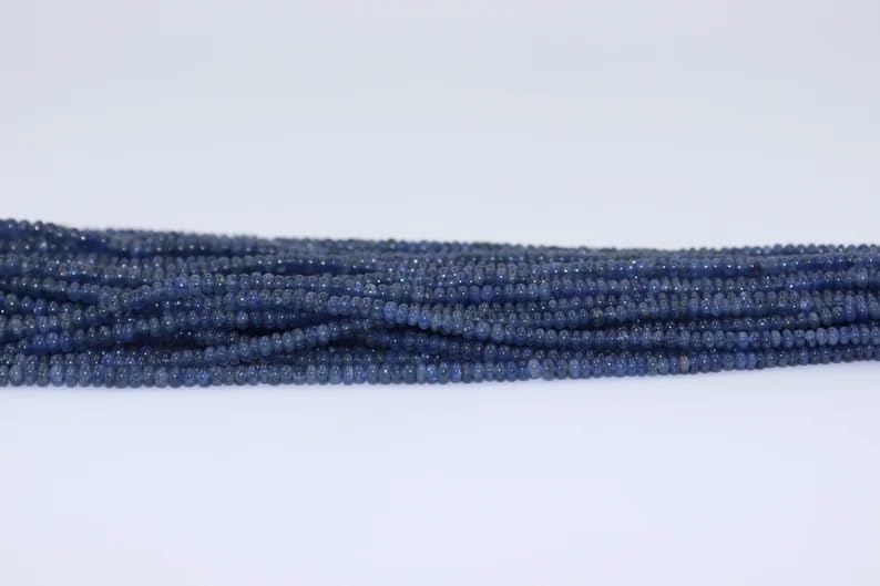 Burma Blue Sapphire Smooth Rondelle Beads 3-4 mm Blue Sapphire Smooth Beads Blue Sapphire Rondelle Beads Wholesale Beads