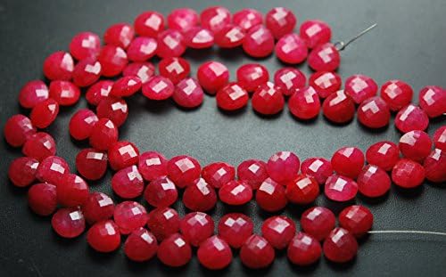 13 inch natural beads strand of 10mm faceted heart ruby gemstone briolletes beads for DIY jewelry - necklace, bracelet, earring, ring.