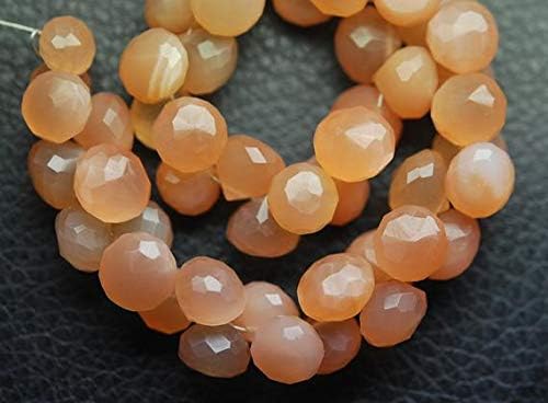 8 Inch Strand,Superb Peach Moonstone Faceted Onion Shape Briolettes,7-8mm Size Code-HIGH-57699