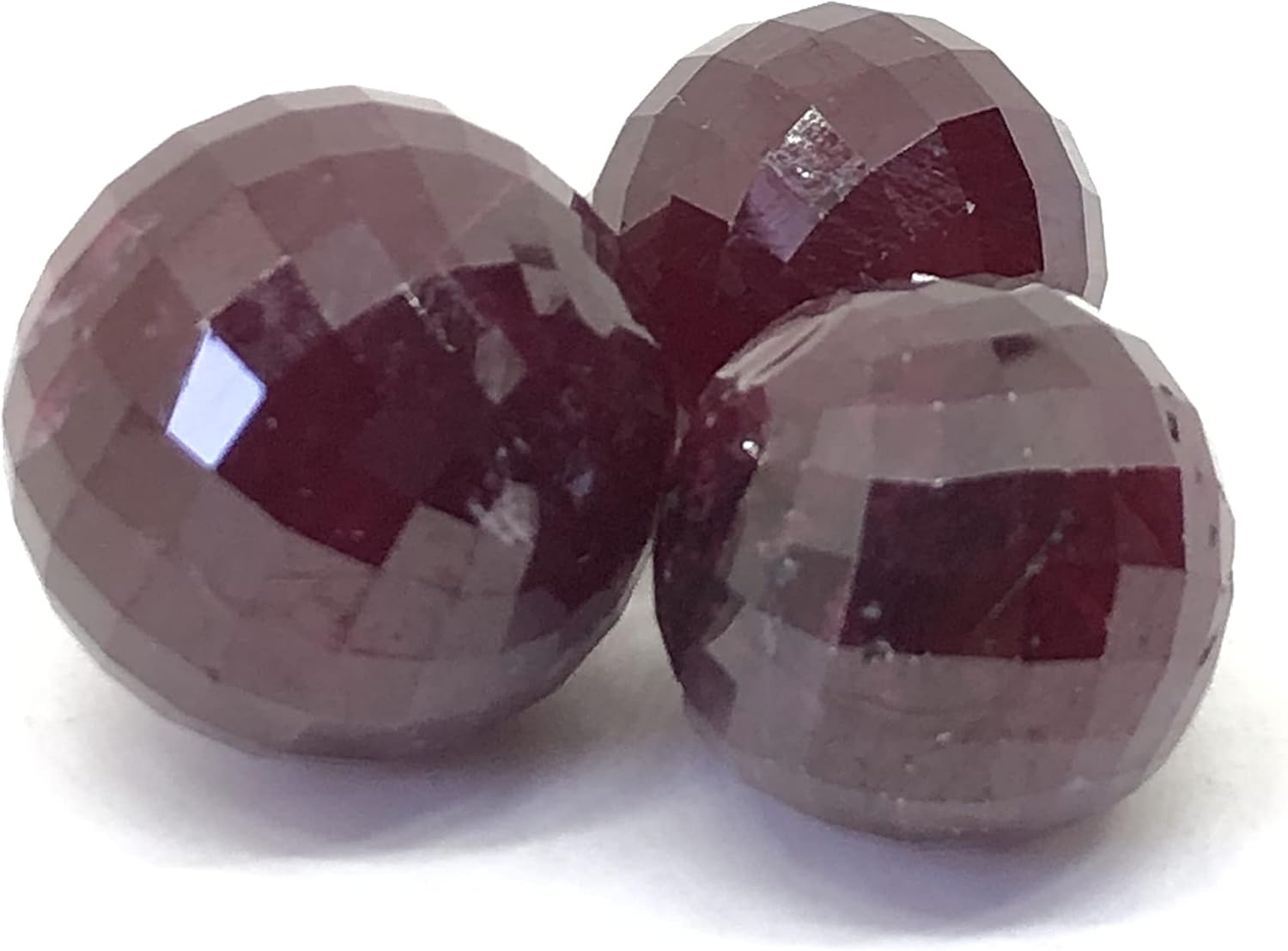 245.48 Ct Ruby Round Shape Sphere Balls Size 18 to 20 mm Cut Faceted Beads 3 Piece Layout Set Loose Gemstone for Making Jewelry