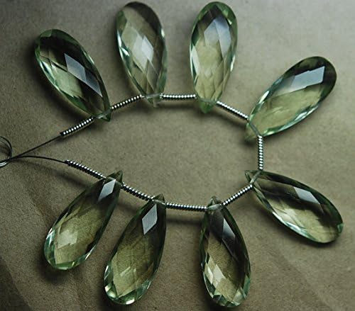 4 match pair, super rare green amethyst faceted extra large long pear briolettes calibrated size 20x8mm