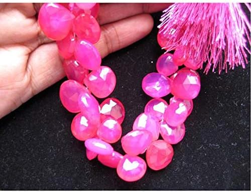 1 Strand Natural Pink Chalceny Briolettes - Approx 12x12mm Faceted Heart Briolettes - Half Strand 4 Inches Code-HIGH-19053