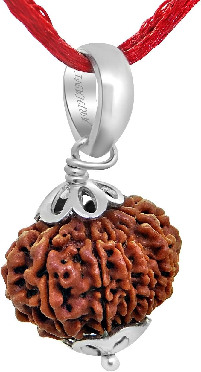 Arihant Gems & Jewels Nepali & Indian Rudraksha Pendant in 925 Sterling Silver – Natural, Certified, Spiritual Beads for Men & Women