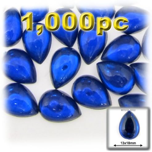 The Crafts Outlet 1000-Piece Acrylic Flatback Cabochons Teardrop Beads, 13 by 18mm, Charcoal Gray