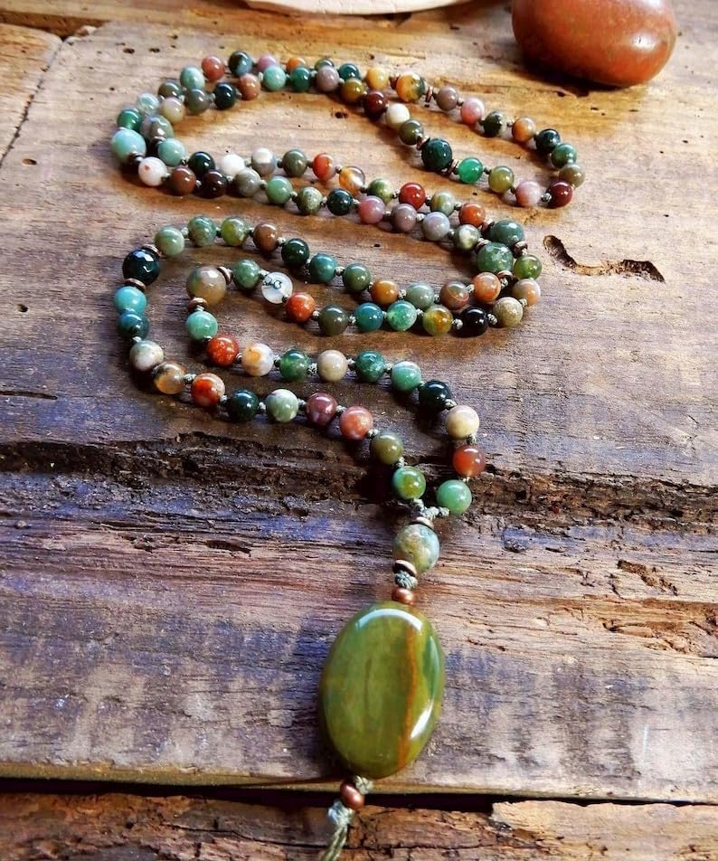 Natural Multi color Fancy Jasper 8mm 108 Mala Beads, Spiritual, Meditation Beads, Reiki, Japa Mala, Buddhist Prayer Beads, Yoga Bracelet, healing beads LKMALA-RRGU-1497