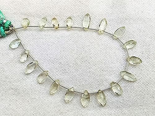 8 inch Strand of Natural Green Amethyst 10-11 mm Marquise Faceted briolette Beads for DIY Jewelry Making. |BRIO_03667