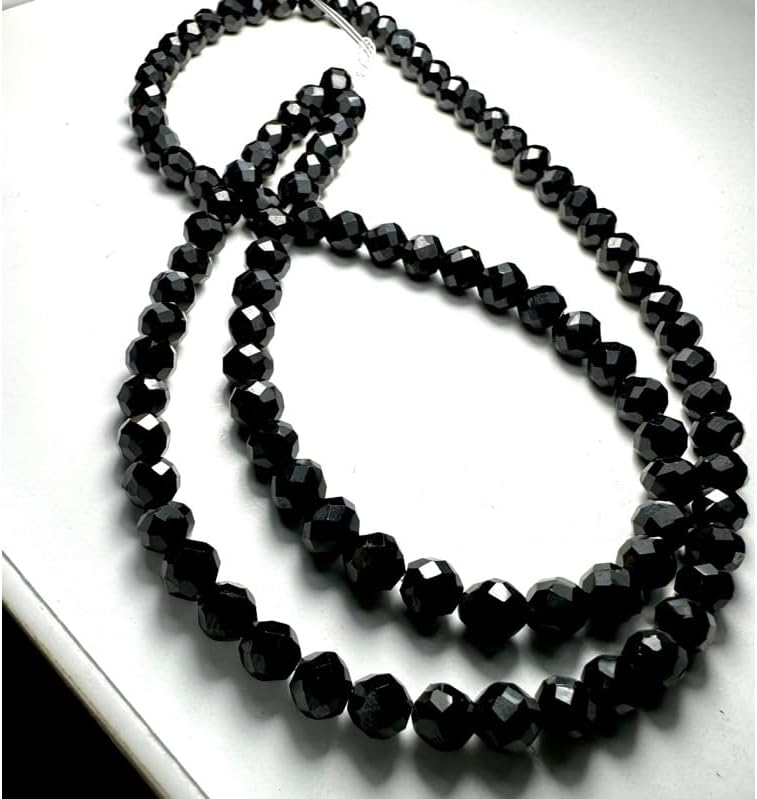 Natural Black Spinel Faceted Round Beads 5.5 mm — 100 Drilled Pieces for Bracelets, Necklaces & DIY Jewelry Making, Made in Thailand