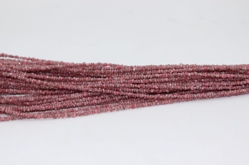 AAA+ Natural Pink Diamond Uncut Beads 3-3.5mm Pink Diamond Conflict Free Beads Strand for Jewelry Making