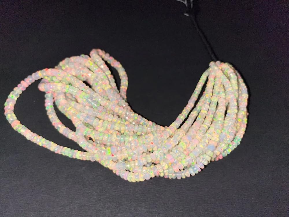 Ethiopian Opal Faceted Rondelle Beads 3-4mm Natural Opal Beads 16 Inches