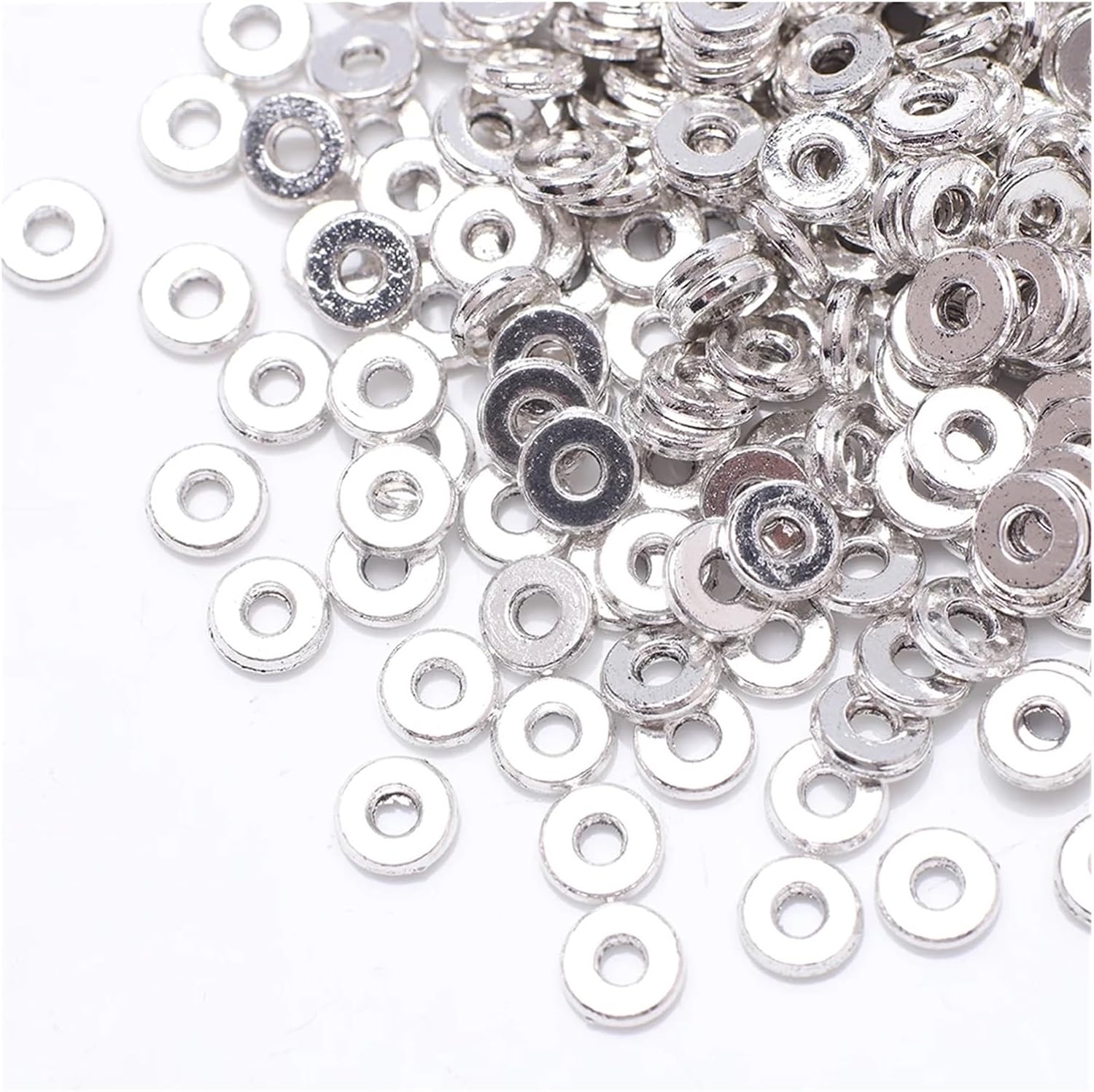 Spacer Beads 500Pcs Metal Spacer Beads Hollow Cap Alloy Tibetan Silver Round Beaded Big Hole Fit Charms Bracelet for Jewelry Making Craft Projects(HJ022)