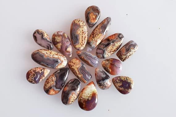 SilverO Natural Purple Passion Agate 97 CTW Cabochon 17 Piece Lot Pendant Jewellery Making Gemstone