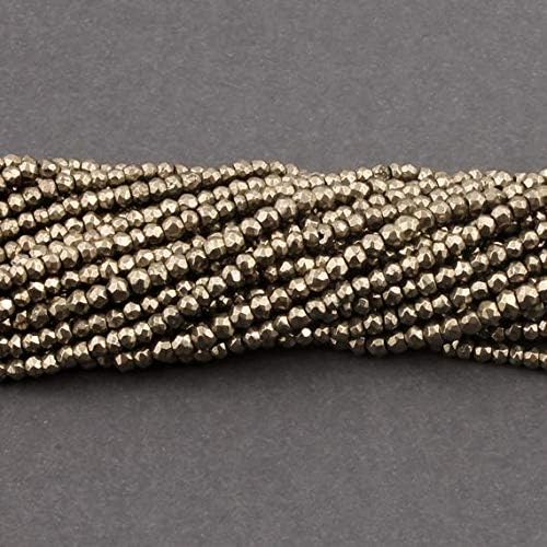 100 Strand Natural Natural Pyrite Sparkling Faceted Rondelles 3mm-3.5mm 13.5 inches Code-HIGH-13897