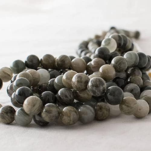 13 inch Strand of Natural gem Green Line Quartz, 10mm Round Smooth Beads for DIY Jewelry Making. | Beads_04288