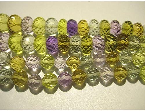 16 inch Strand Natural Multi 9-14 mm rondelle Faceted Beads for Jewelry Making - Multi Gemstone Faceted rondelles, 9mm to 14mm Each, 16 inch Strand