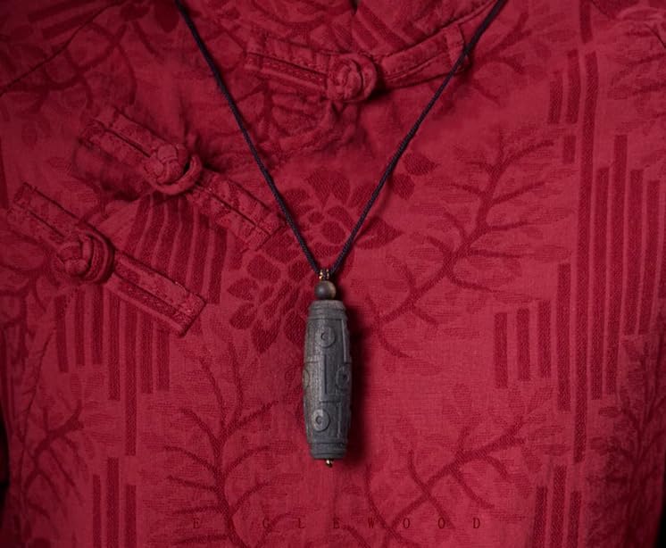 Agarwood Natural Vietnam Nha Trang Agarwood DZI Pendant Lucky Beads 60mm*20mm