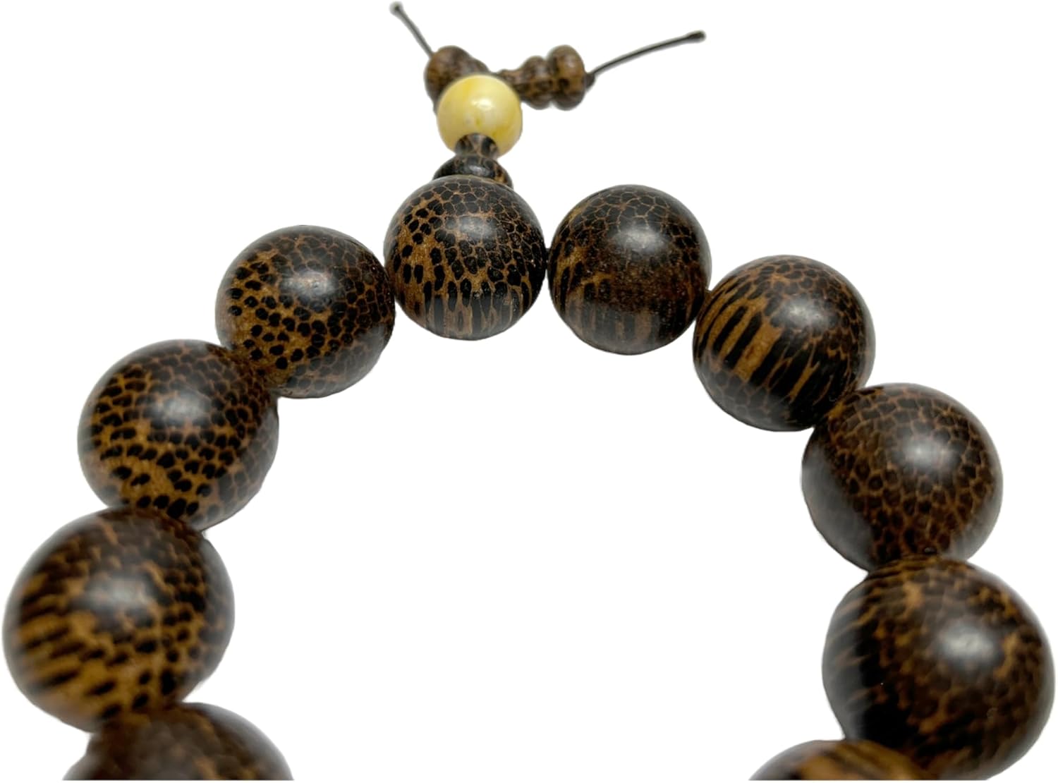 Natural Scale Dots Pattern Wood Beads Hand Rosary Praying Bracelet Aws4687