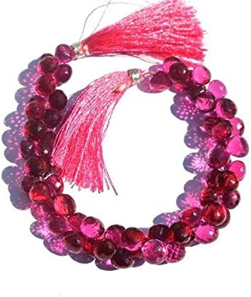 13 inch natural beads strand of 8-9mm faceted onion rubelite pink quartz gemstone briolletes beads for DIY jewelry - necklace, bracelet, earring, ring.